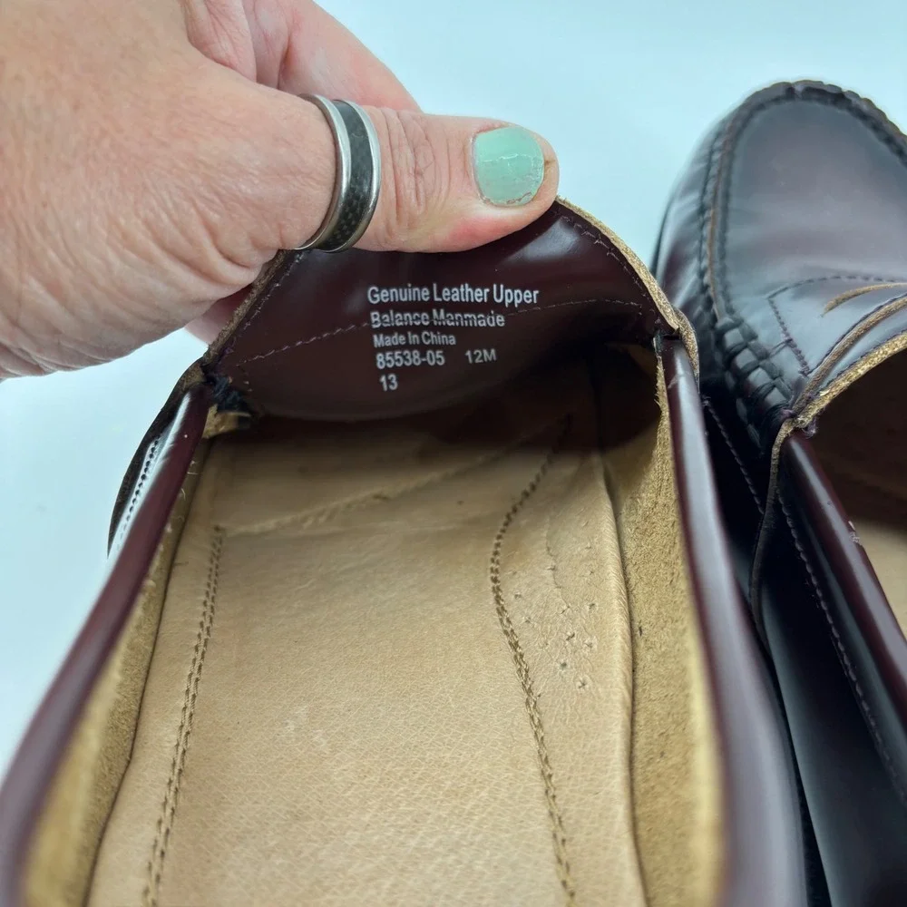 Nunn Bush Men Penny Loafer 12M Burgundy Leather Slip On Dress Shoe Timeless Prep